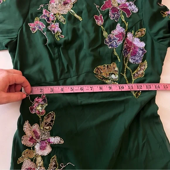 ASOS Green Midi Dress with Pink & Purple Floral Embroidery - Picture 13 of 15